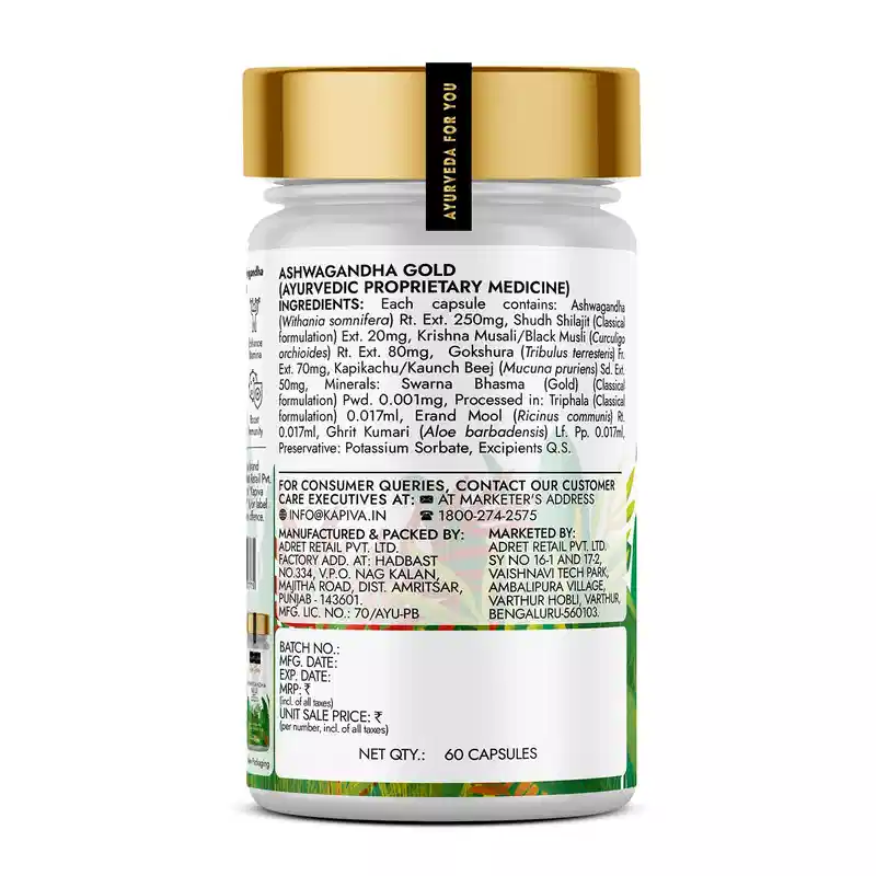 Kapiva Ashwagandha Gold (60 Capsules) - Image 2